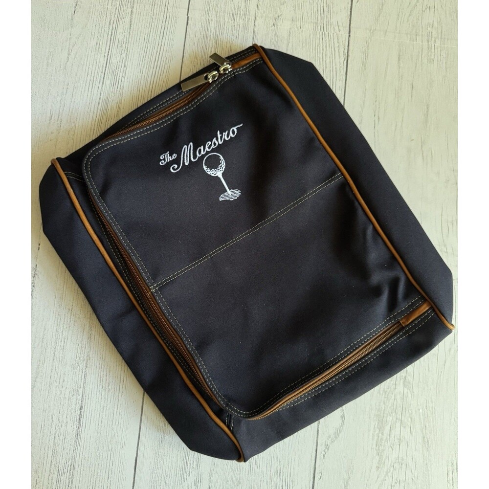 The Winston Collection Deluxe Canvas leather Golf Shoe Bag - Maestro Logo $129